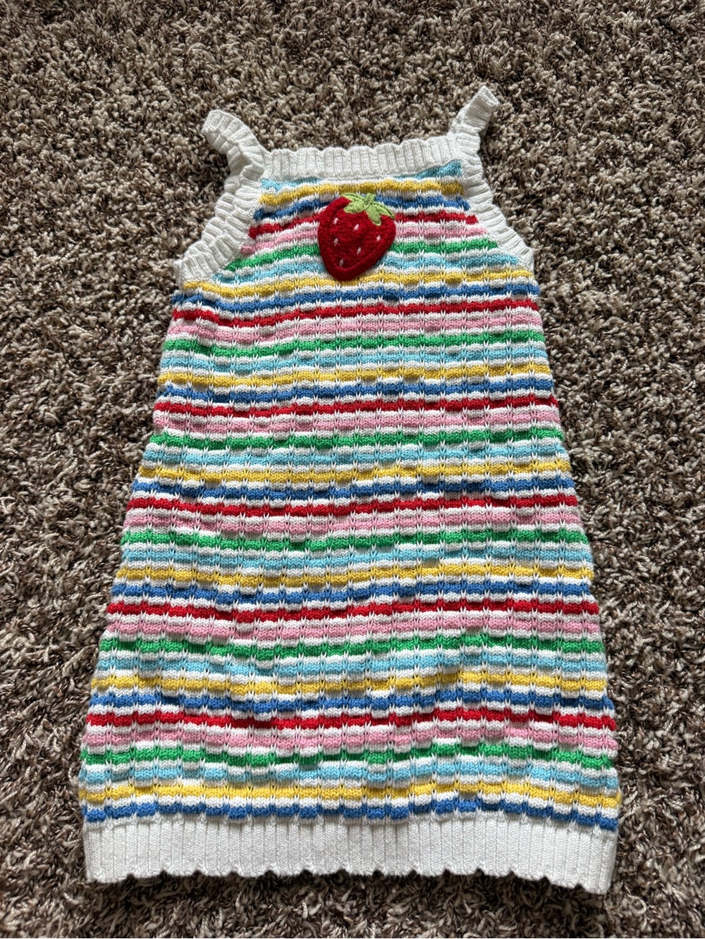 Striped Knit Strawberry Appliqué Sundress